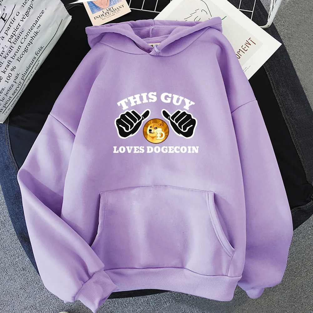 

Cute Loves Dogecoin Print Hoodie Women Long Sleeved Kpop Vintage Harajuku Clothes Men Aesthetic Hoodie Anime Tops Lounge Wear