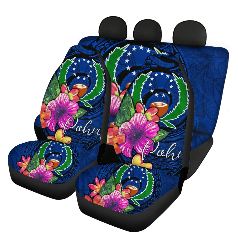 

Pohnpei Car Seat Covers Protection Dirty-resistant Full Set Soft Universal Polynesian Hibiscus Print Car Internal Accessories