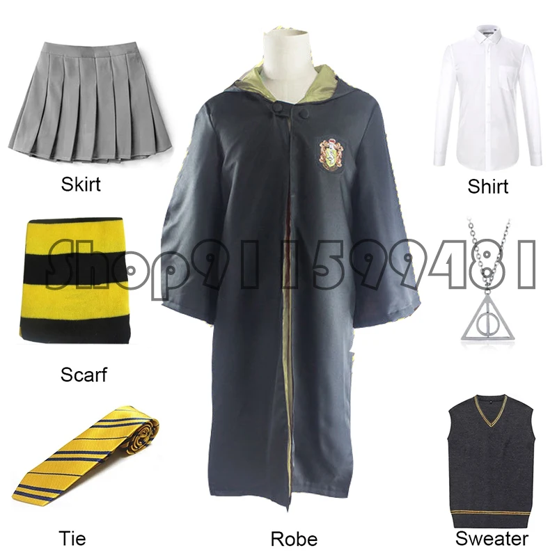 

Free Shipping Potter Cosplay Clothes Robe Cloak Skirt Shirt Sweaters Tie Scarf Necklace Uniform Harris Costume Halloween Gifts