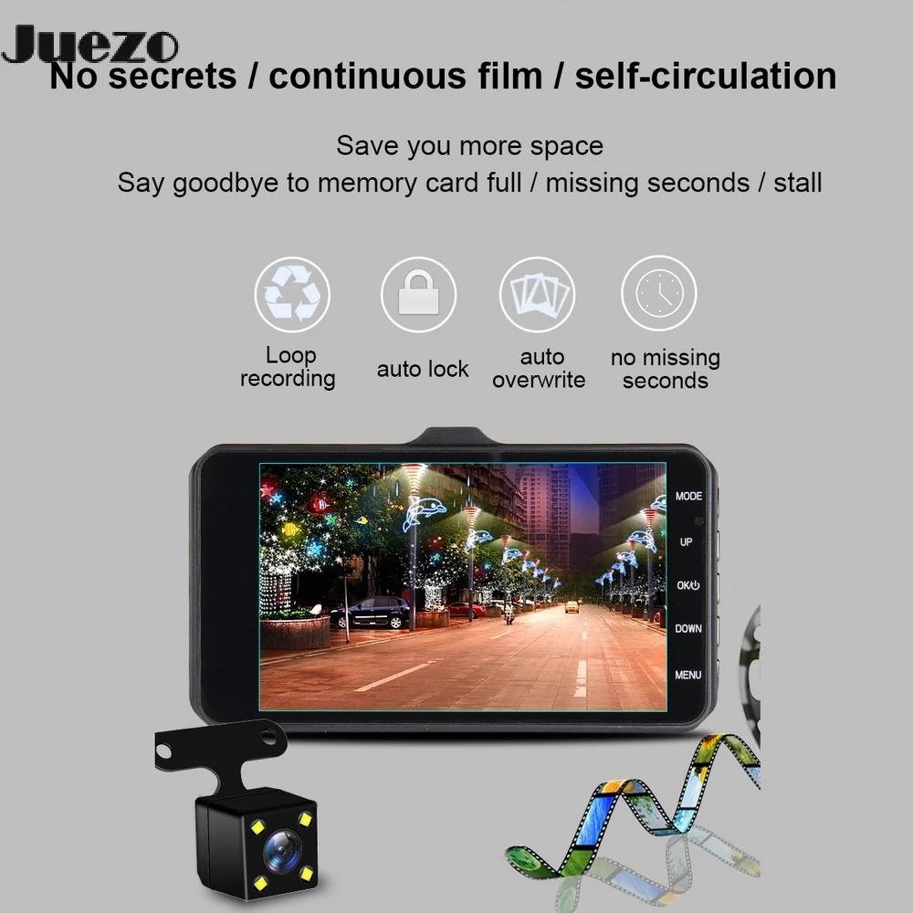 

Car DVR Dash Camera Rear View Dual Camera Video 1080P Full HD 4" Cycle Recording Night Vision G-sensor Wide Angle Dashcam