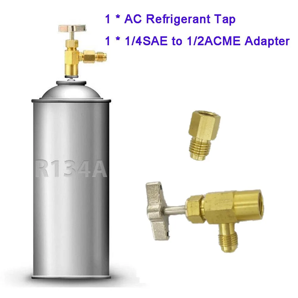 

R134a Refrigerant Can Bottle Tap Tapper Opener Connector 1/4" SAE M16 Valve Kit Air Conditioner Adapter