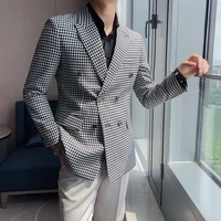 boutique fashion mens plaid casual business suit blazer social formal blazer suit groom wedding