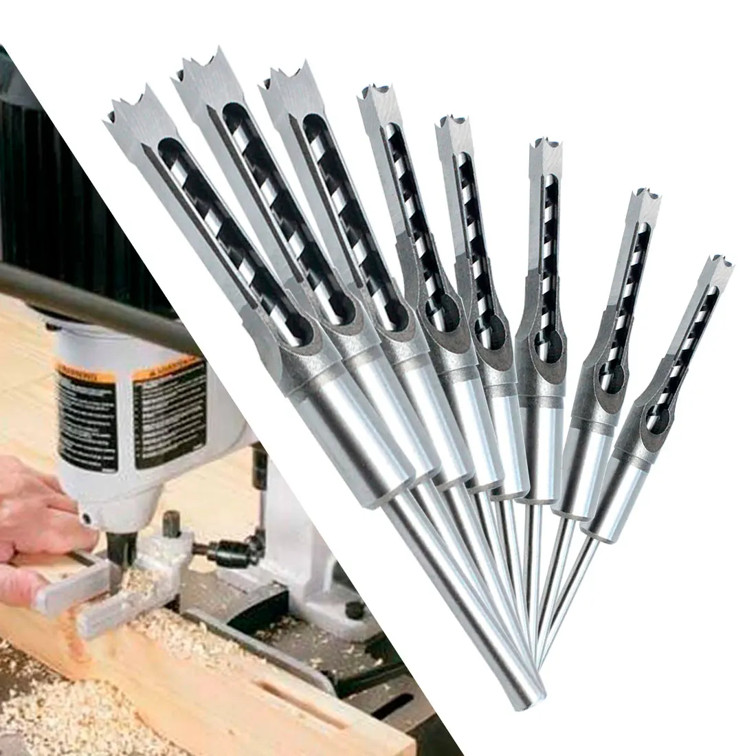 

Twist Drill Bits HSS Woodworking Drill Tools Kit Set Square Auger Mortising Chisel Drill Set Square Hole Extended Saw 6.0mm~16mm