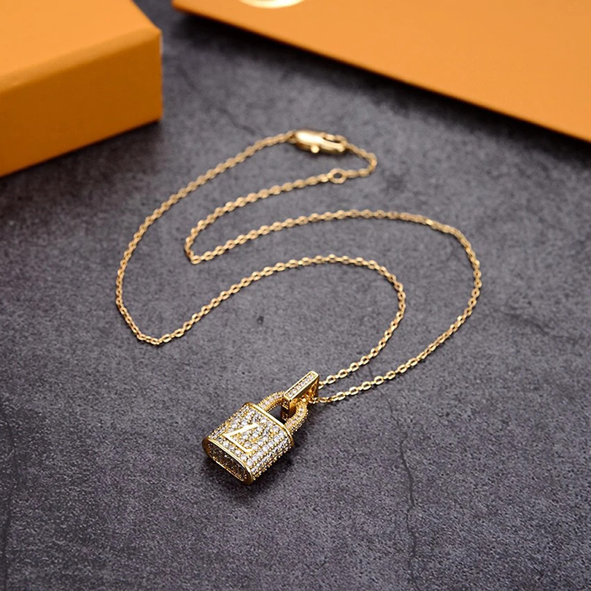 

New zircon lock necklace for woman charms hip hop romantic fashion jewelry chunky necklace chains faith necklace holiday gift