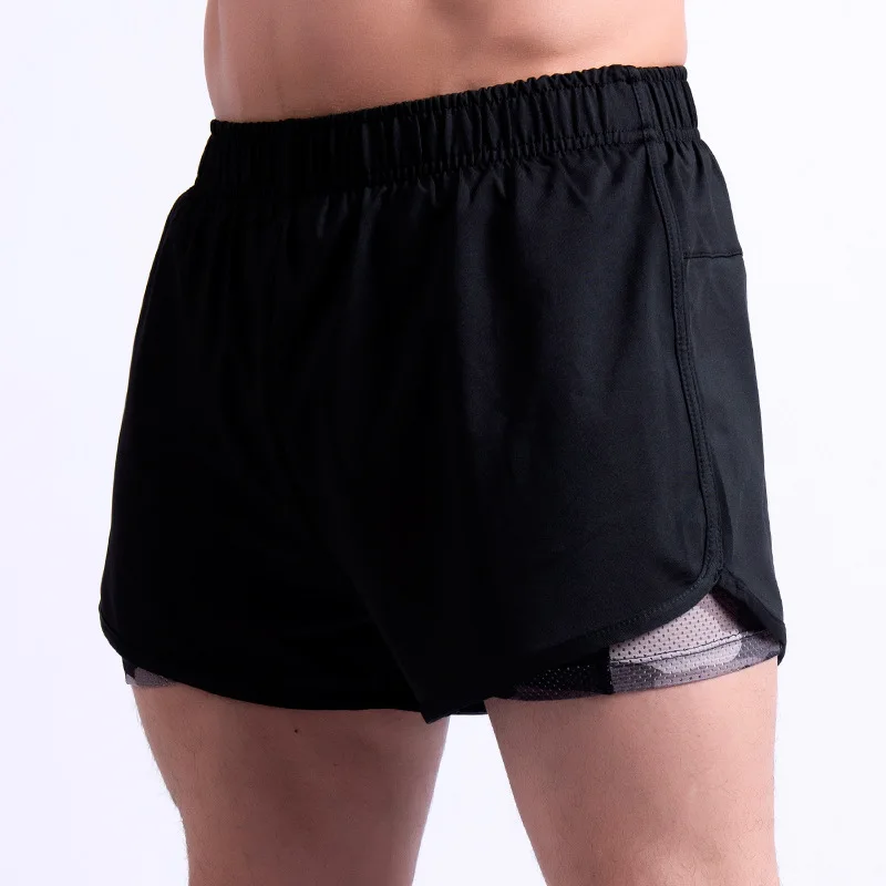 Мужские беговые шорты 2 в 1 двухуровневые быстросохнущие спортивные для бега и