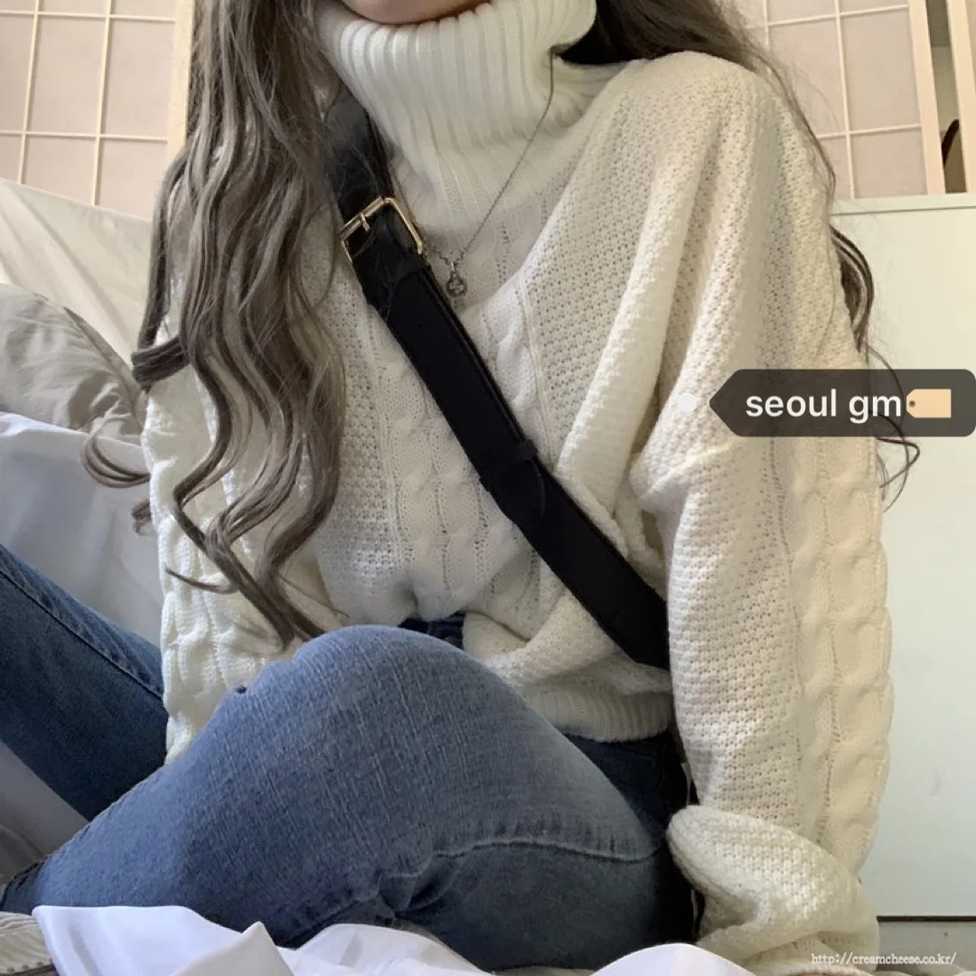 

Водолазка кашемировая женская, хлопковая, белая, с длинным рукавом, в рубчик