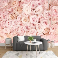 custom 3d poster wall painting pink rose flower modern interior bedroom living room non woven embossed mural wallpaper decor