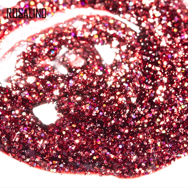 ROSALIND Gel Polish Rainbow Platinum Glitter Top Base Coat All For Nails And Design Tip Varnish Art Hybrid | Красота и здоровье