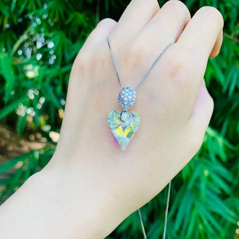 Pendant Necklace heart crystal shining jewelry