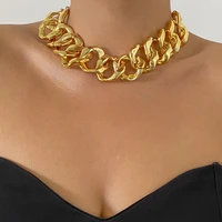 punk alloy link chain necklaces gothic jewelry for women hiphop fashion jewelry gift short clavicle gold geometric necklaces