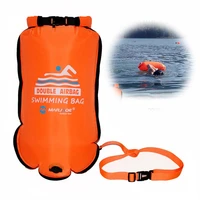 20l inflatable open pvc swimming buoy tow float dry bag double airbag with belt high visibility swimming water sport safety bag