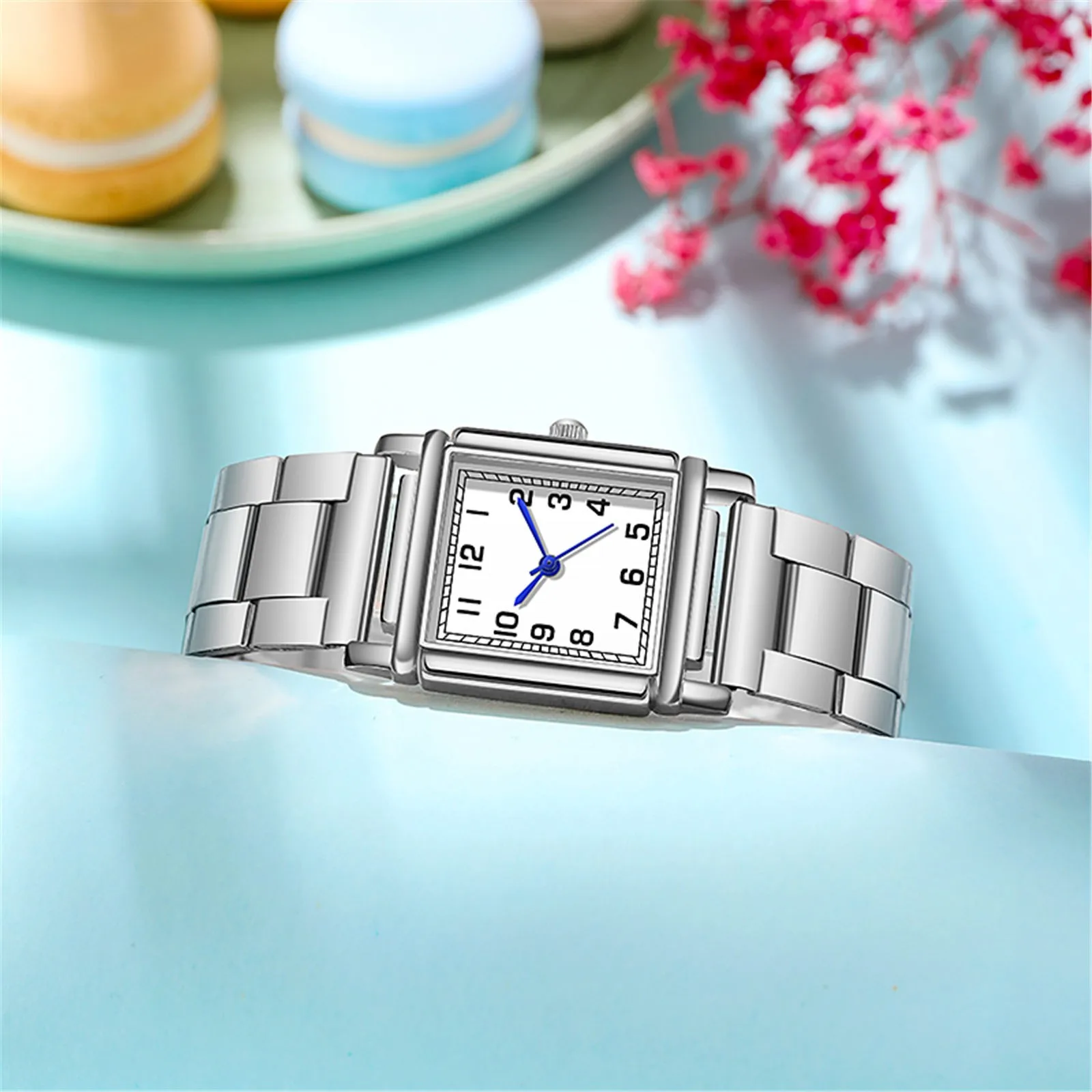 

Rectangular Dial Watch Ladies Steel Band Ladies Quartz Watch Woman Luxury Digital Man Women Watch Silicone Strap Quartz Watch