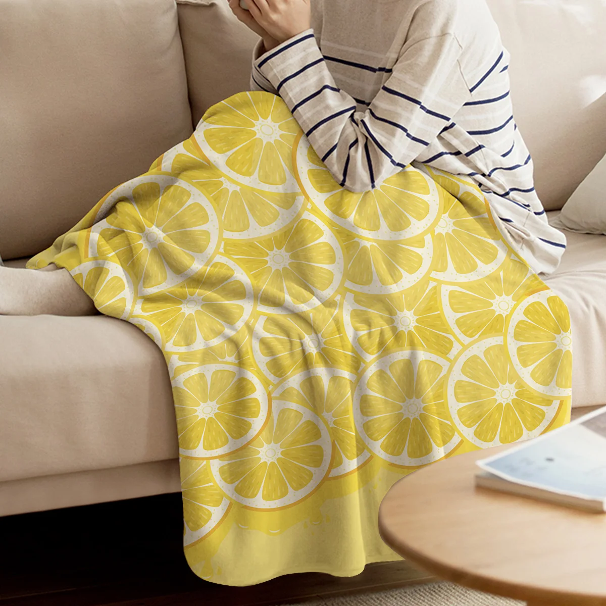 Fruit Lemon Slice Yellow Blanket Funny Printed Soft Boy Girl Baby Coral Fleece Blankets Warm Sofa Bed Sheets | Дом и сад