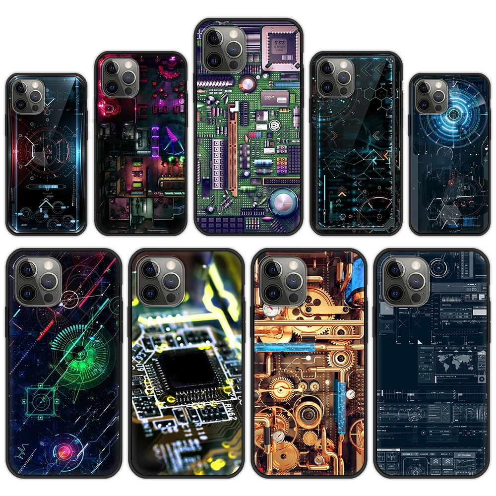 

Circuit Board Phone Case Cover For iPhone 13 12 11 Pro Max 8 7 Plus X XR XS Max SE 2020 Fundas Silicon Soft Shell Back Coque Bag