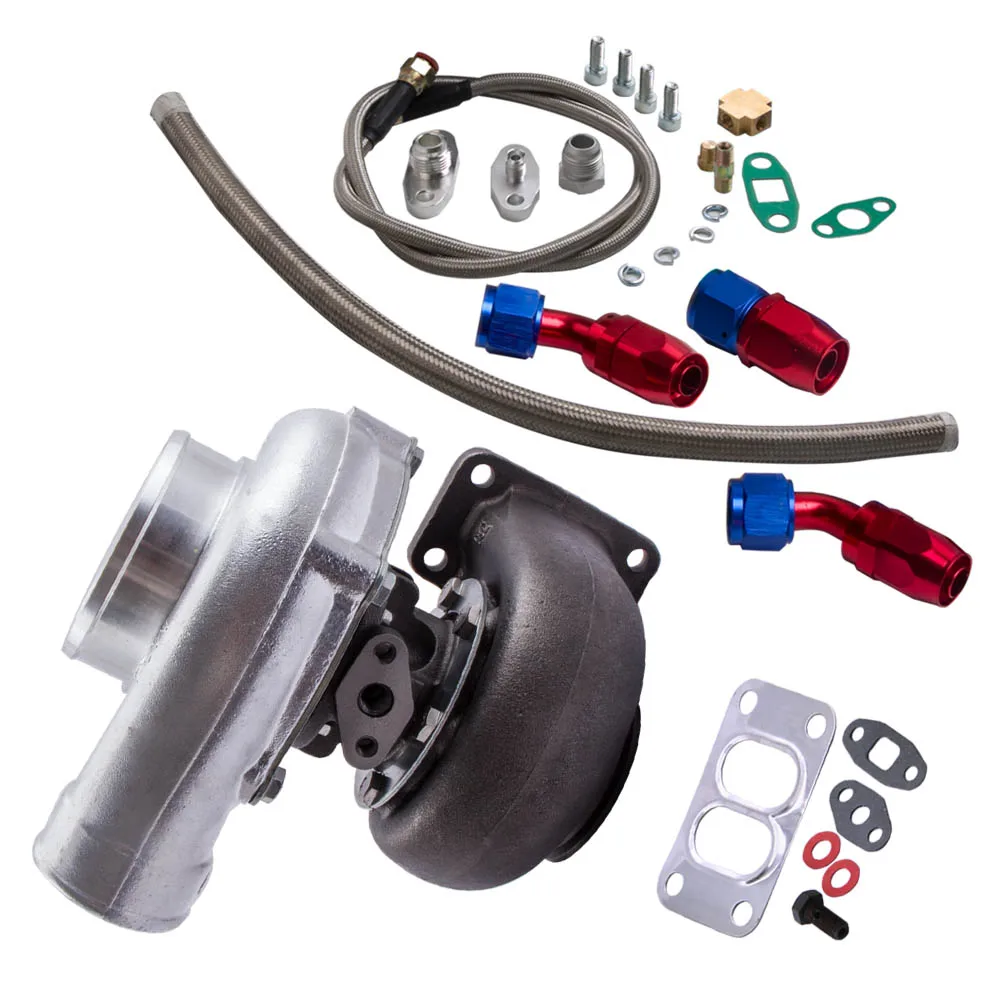 

GT45 Turbo Compressor TurboCharger V-band T4 1.05 A/R+ 3" Intercooler + Oil Feed Return Line Kit Turbine Turbolader Supercharger