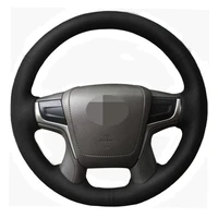 car steering wheel cover black genuine leather for toyota land cruiser 2016 2017 2018 2019 land cruiser prado 2018