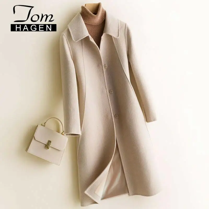 Женское шерстяное пальто и куртка большого размера зимняя длинная в Корейском