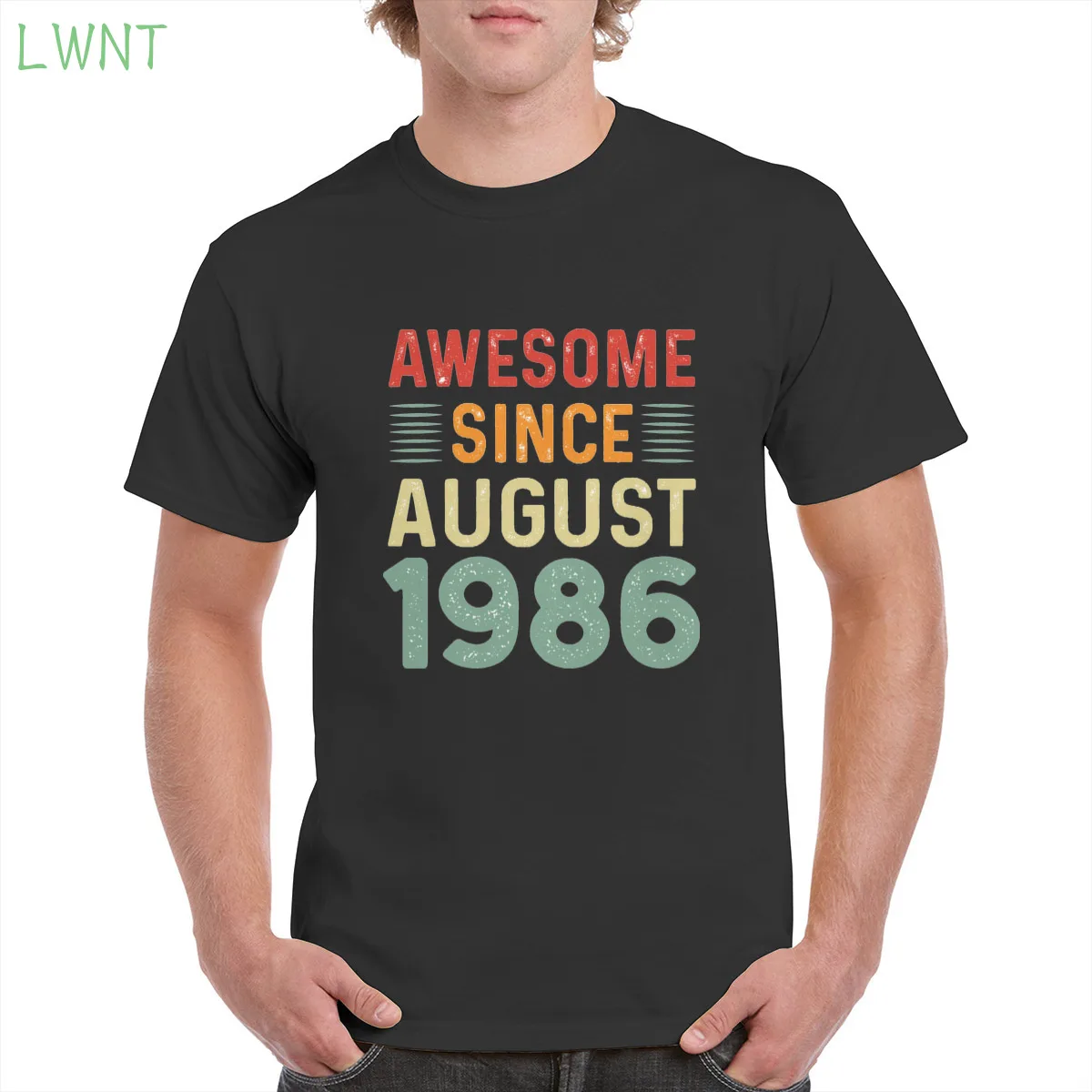 

100% cotton Awesome Since August 1986 Vintage Birthday print t shirt Retro tshirt gothic punk tops oversized men/women's T-Shirt
