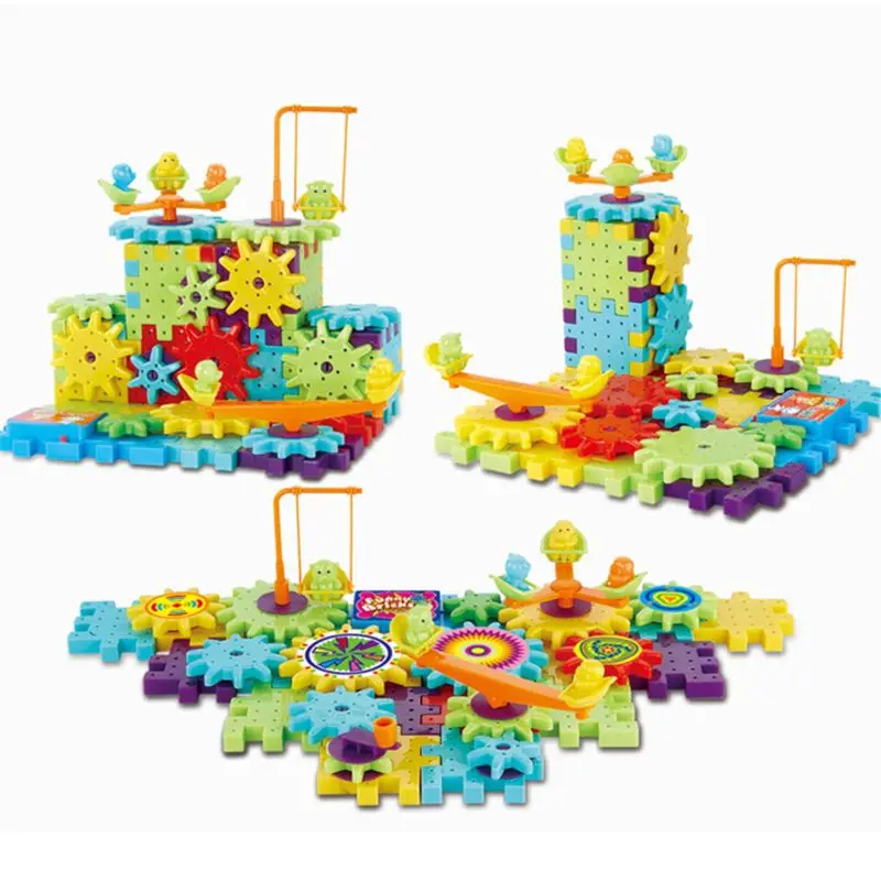 

81 PCS Electric Gears 3D Model Building Kits Plastic Brick Blocks Educational Toys For Kids Children Gifts P15C