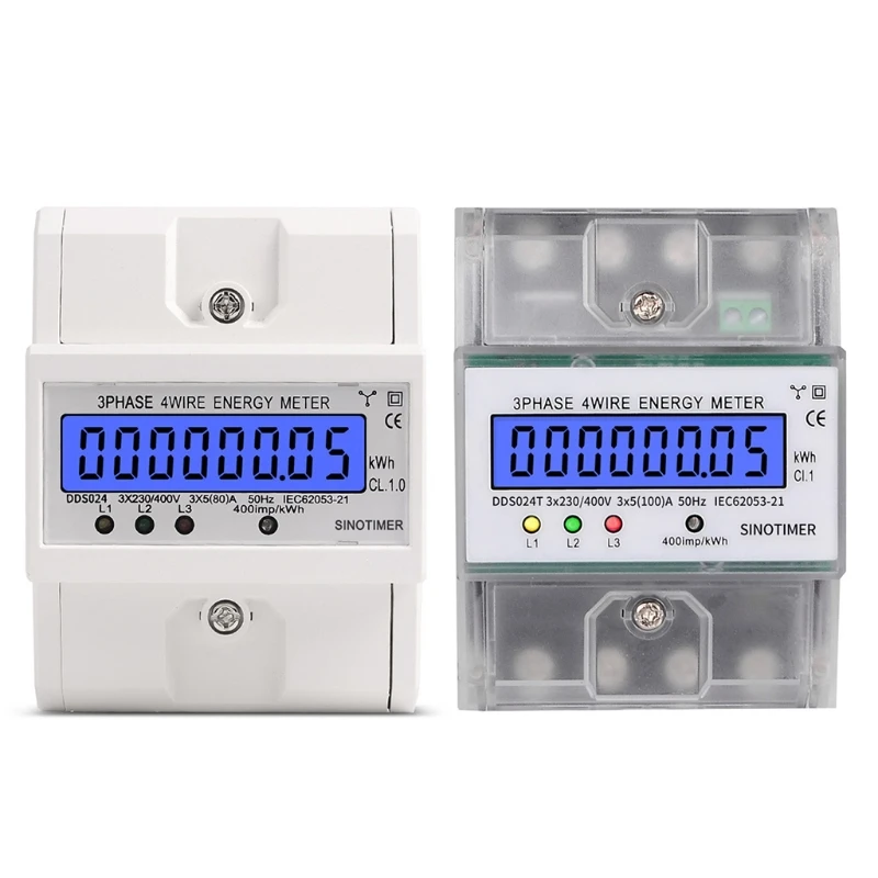 

3 Phase 4 Wire Electronic Power Consumption Energy Meter Backlight Display