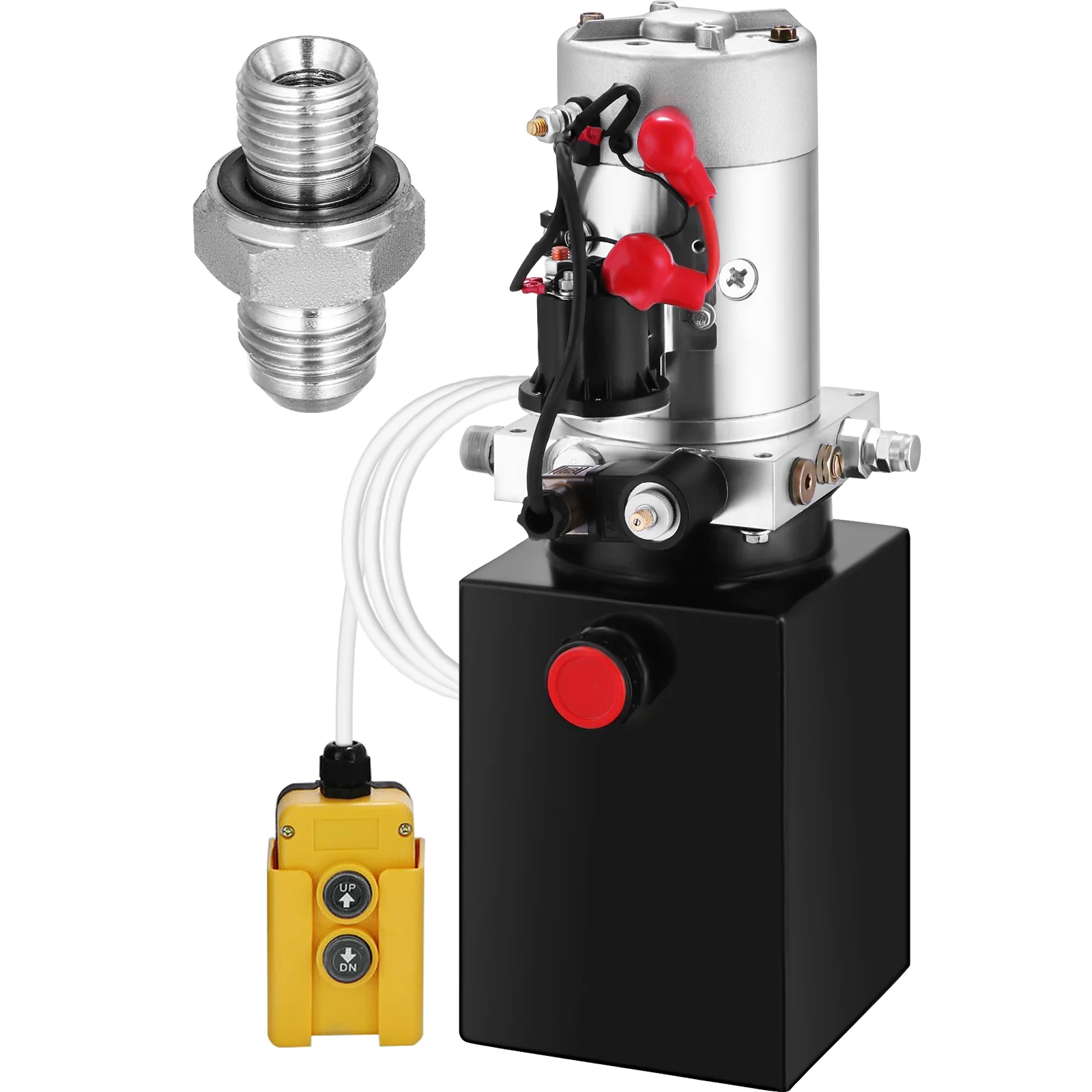 

Гидравлический насос VEVOR 12 В постоянного тока, односторонний гидравлический блок мощности, 4 кварты, стальной резервуар для самосвала, прице...