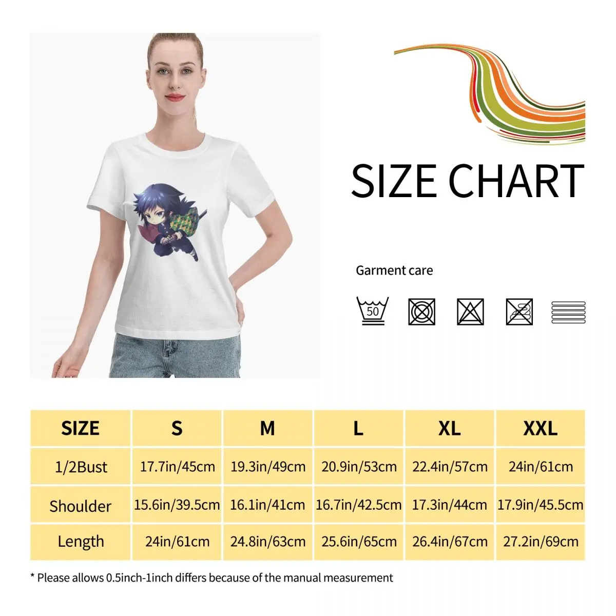 

Anime Fans Tomioka Giyuu 8 women's shirts Not easy to shrink Short sleeveRound neck T-shirt