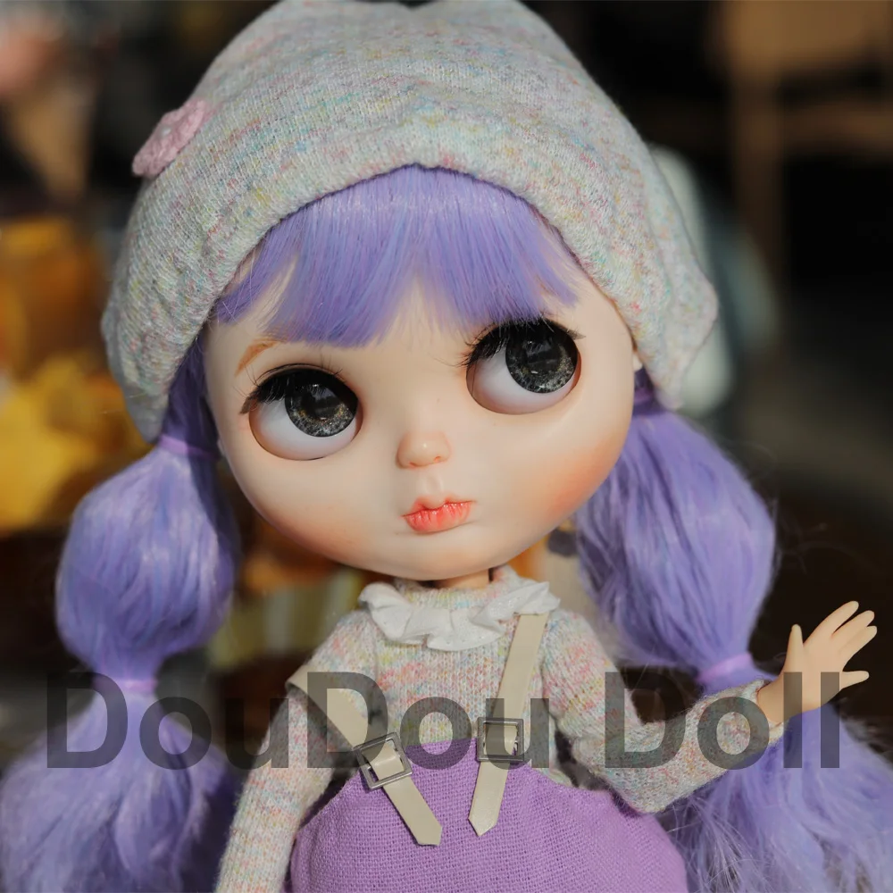 

ICY NBL+ Blyth Doll 1/6 Joint Body 30CM BJD Toys White Shin Sculpting And Makeup Handmade Matte Face with purple wig 5.25.25