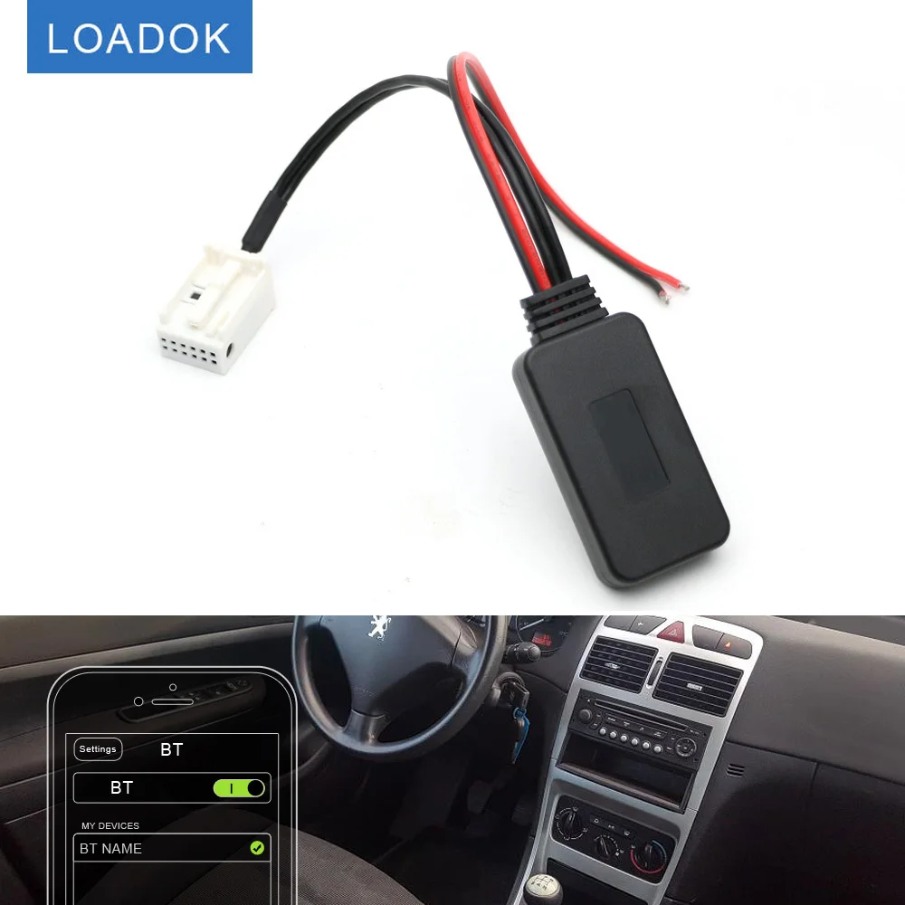 

Car Bluetooth-compatible Aux for Peugeot 307 407 RD4 Radio Stereo 12 Pin Cable Adapter Wireless Audio Input for Citroen C2 C3