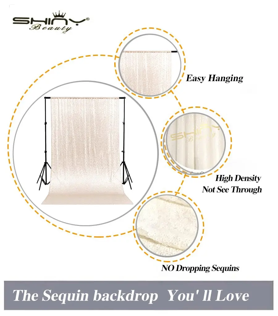 Shinybeauty занавески для фотографий с блестками цвета слоновой кости свадебные