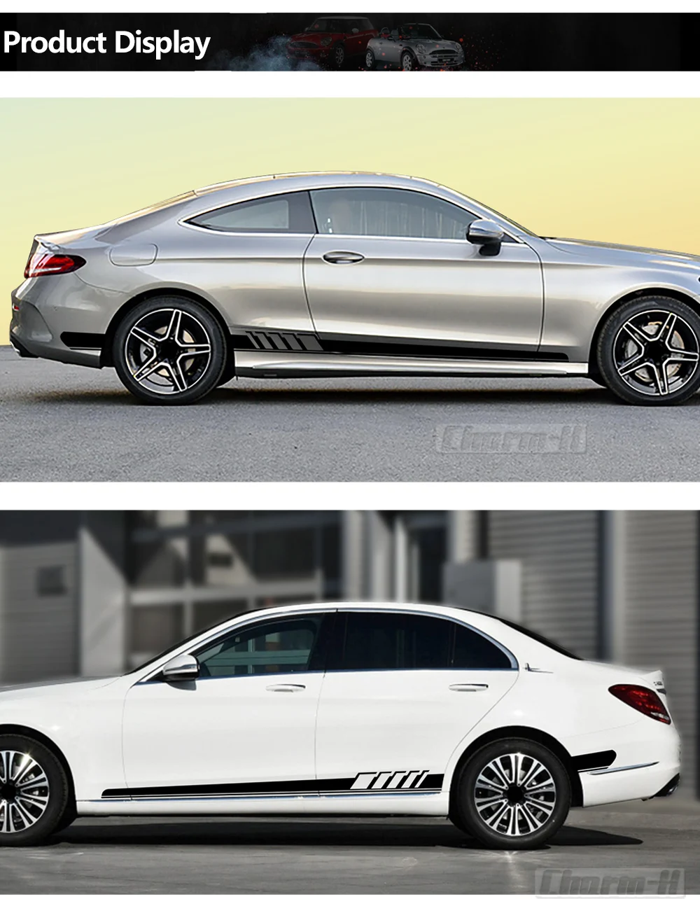 Матовая Черная Виниловая наклейка AMG Edition с боковой полосой 507 для Mercedes Benz C Class W205 AMG