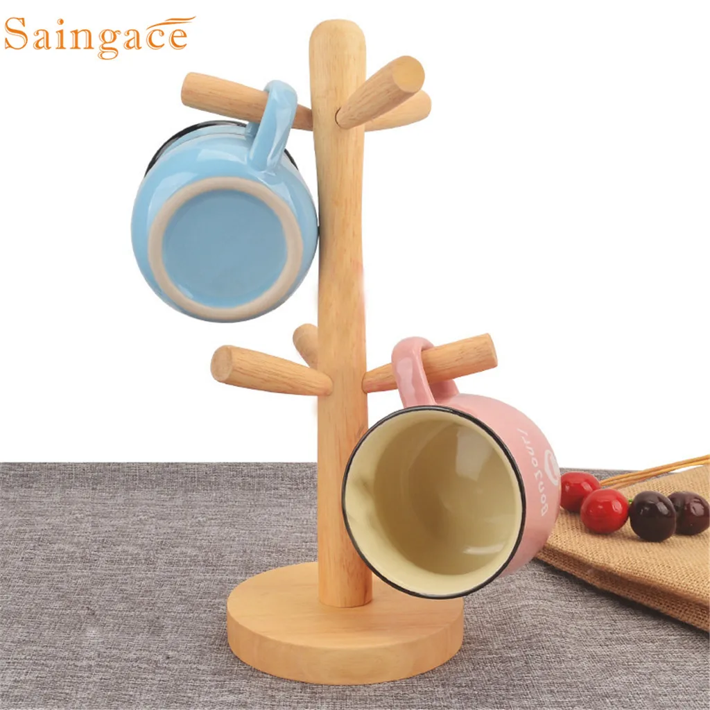 Saingace стеллаж для хранения 6 кружек чайных чашек дерево деревянные кофейные чашки