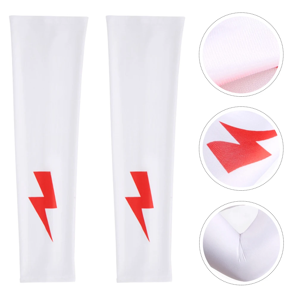 

1 Pair Sun Block Sleeves Outdoor Cooling Lightening Pattern Cuff Sleeves Tools
