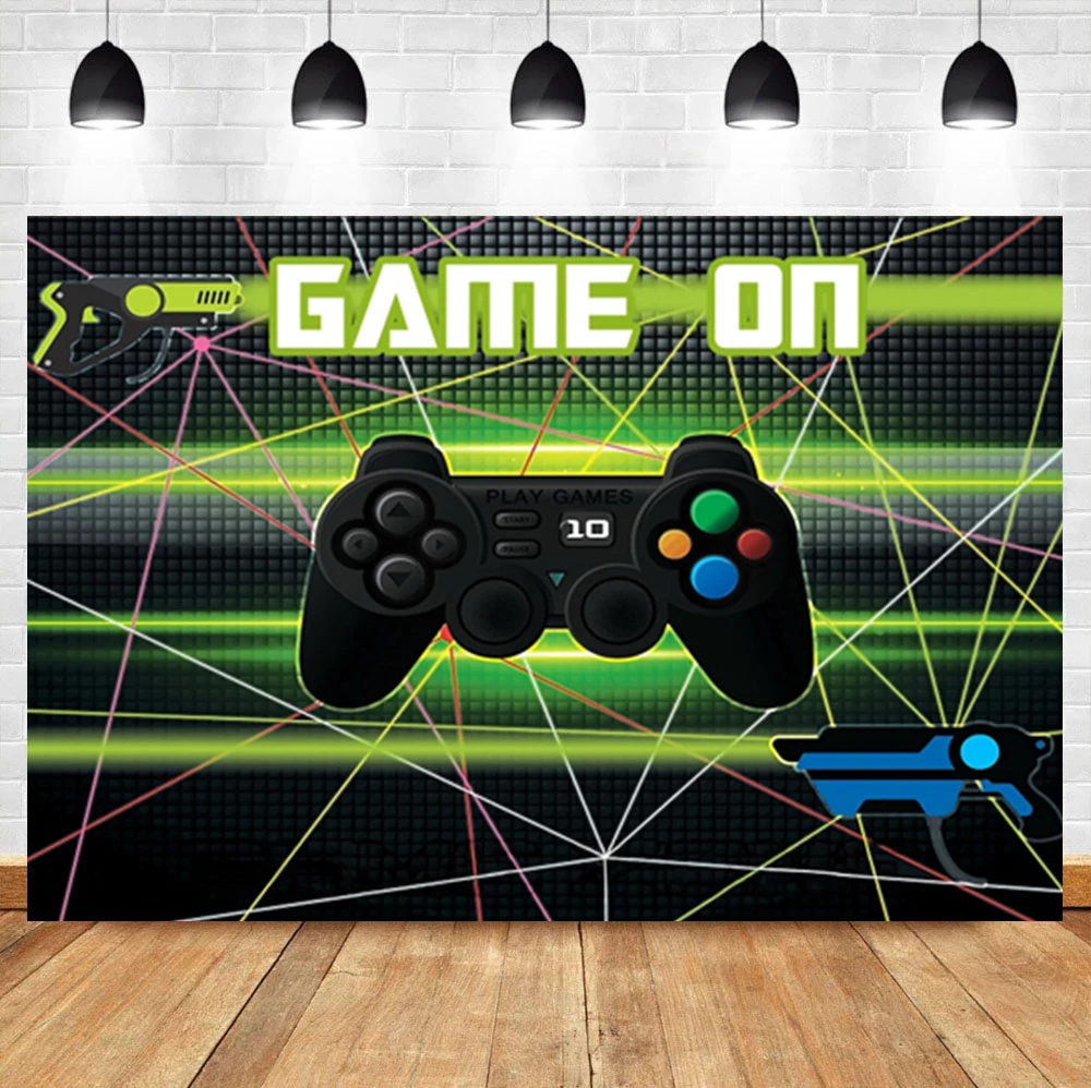 

Laeacco Game On Boys Birthday Room Decoration Custom Photography Backdrop Photographic Photo Background For Photo Studio