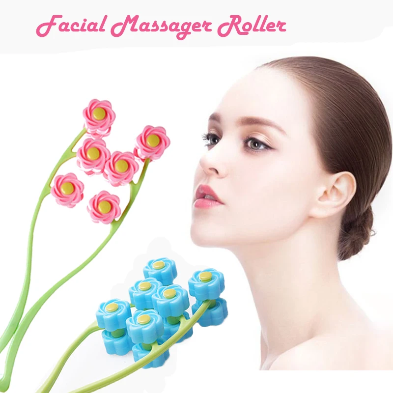Портативный роликовый массажер для лица в форме цветка V массаж против морщин рук
