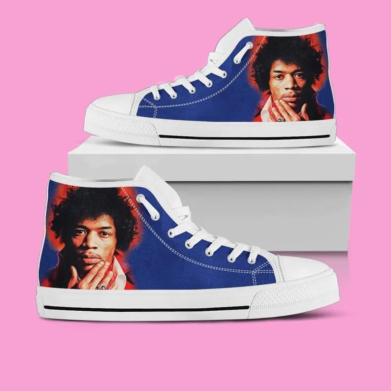 

Jimi Hendrix High Top Mens Womens Designer Leisure Sneakers Men Casual Canvas Shoes