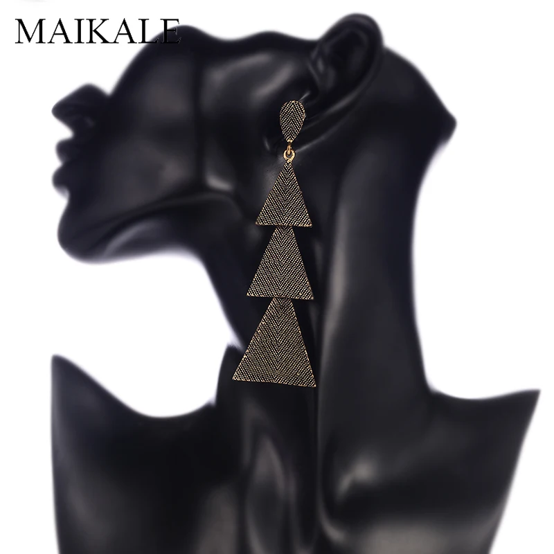 Женские серьги с кисточками MAIKALE длинные Многослойные треугольные из сплава