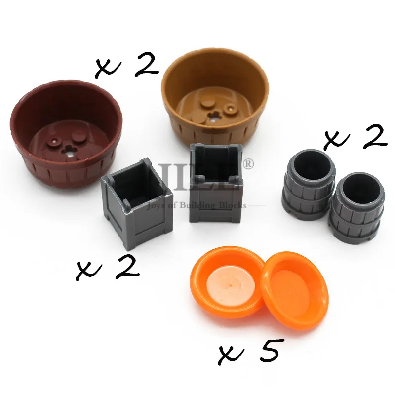 Vessels combination Moc Food Building Blocks Fruit Apple Banana Frish Dish Drumstick Sausage Bone DIY Bricks Bulk Set Compatible with City View Toys - Цвет: Vessels combination