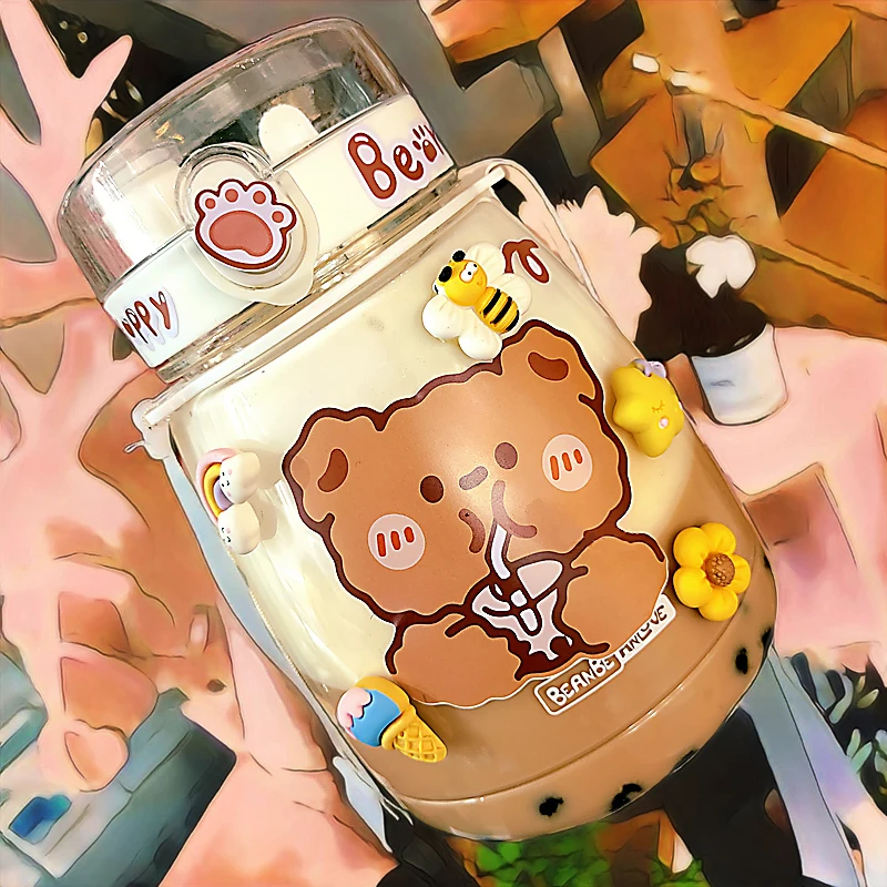 Kawaii Большой медведь бутылка для воды детей девочки школы милый пластиковый