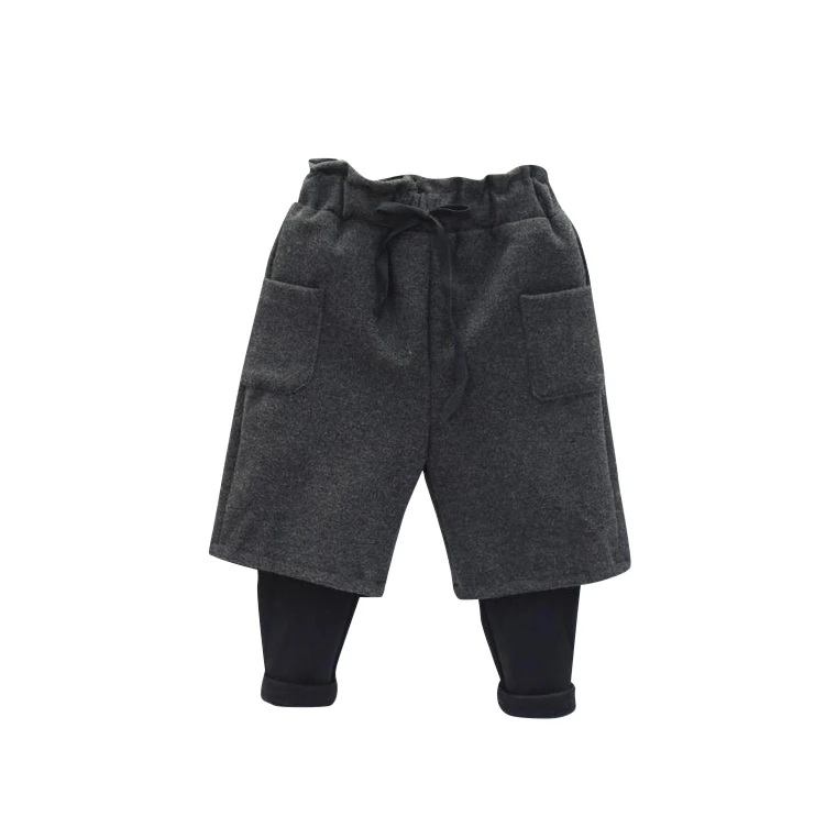 

children's clothing 2017 winter new girls woolen fake 2pcs leggings kids girl velvet casual pants