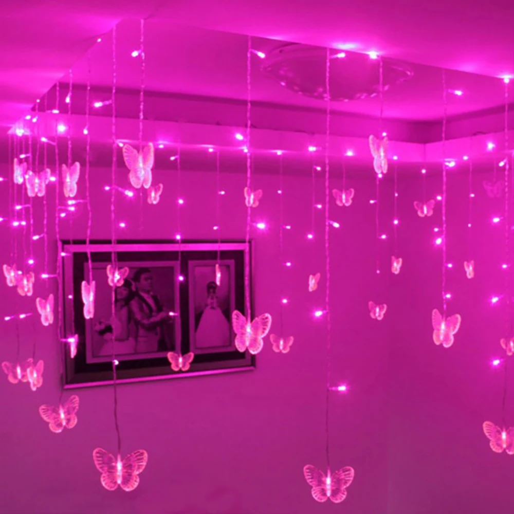 

3.5m Butterfly LED Curtain Lights Christmas Garland LED String Fairy Lights For Holiday Wedding Party Home New Year Decoration