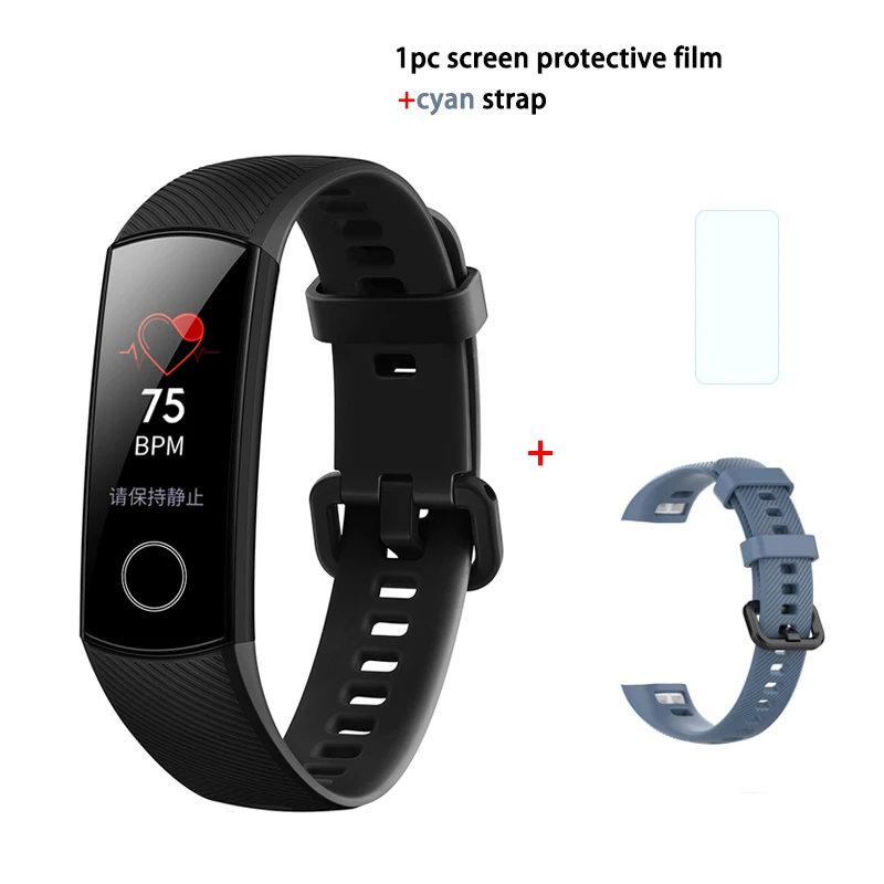black add cyan Фитнес-трекер HUAWEI Honor Band 4 6-осевым инерционным монитор сердечного ритма полный сенсорный экран AMOLED Цвет Экран смарт-браслет - Цвет: black add cyan