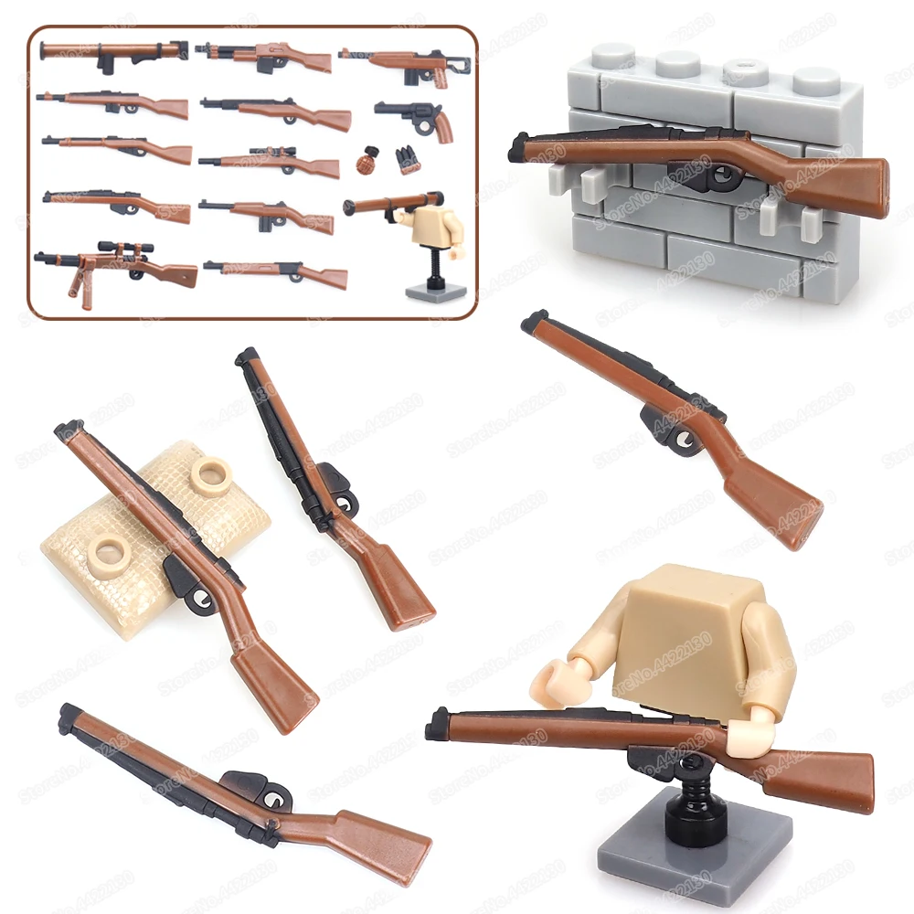 

British Lee Enfield Rifle Manual Spraying Military Guns Weapons Building Block WW2 Figures Soldier Fighting Model Child Gift Toy