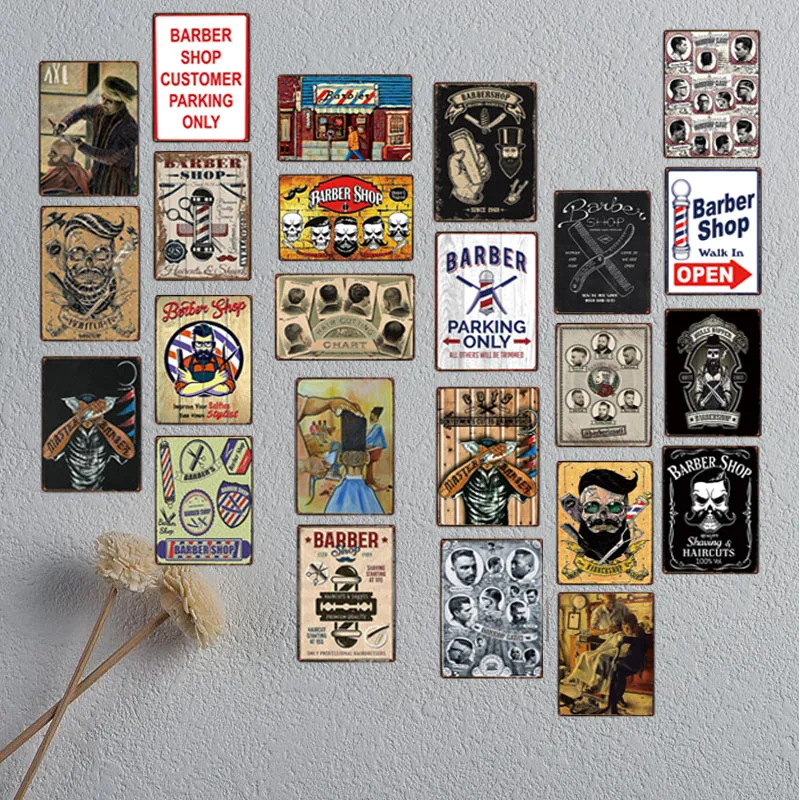 Barber Shop Customer Parking Only Metal Sign Shabby Chic Wall Home Art Bar Decoration 30X20CM DU-3071 | Дом и сад