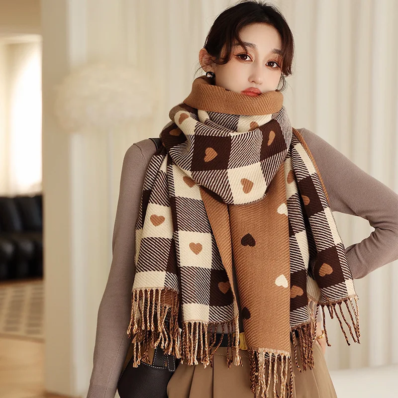 

Plaid Cashmere Scarf Long Pashmina Cashmere Bufanda Warm Tassel Winter Scarves Women Blanket Shawls and echarpe femme Wraps