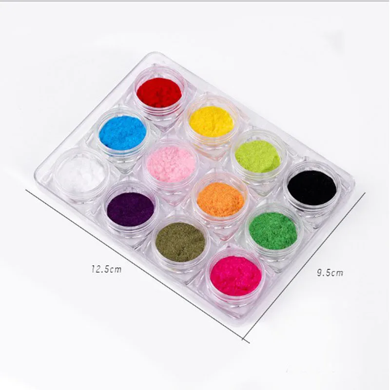 

12Color/Set Halloween Nail Glitter Fuzzy Flocking Velvet Nails Powder Colorful Dust Nail Art Glitter Nails Pigment Powder UV Gel