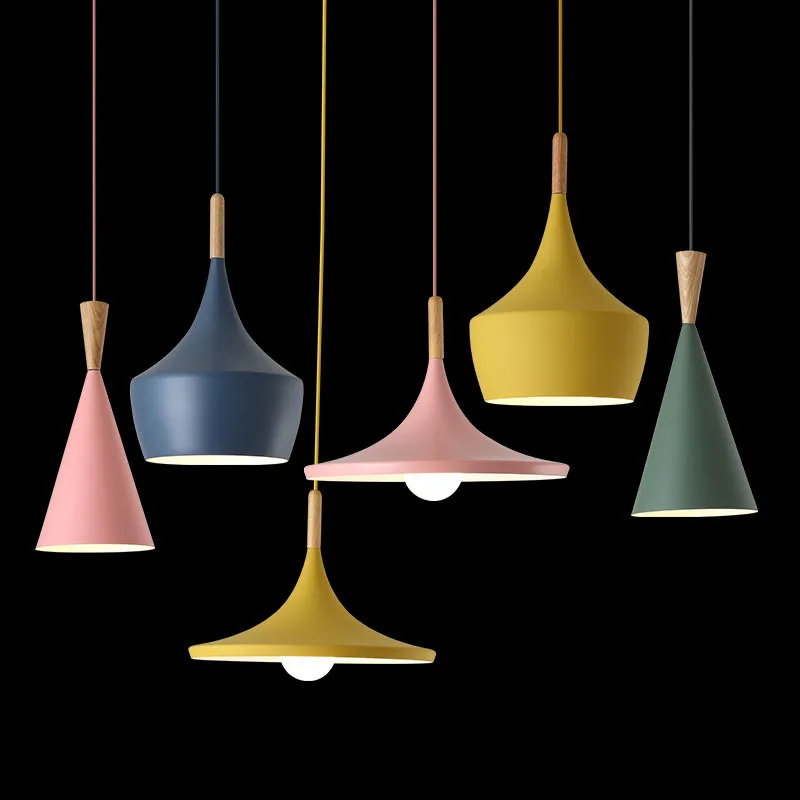 Современный подвесной светильник Железный Абажур деревянный светодиодный для