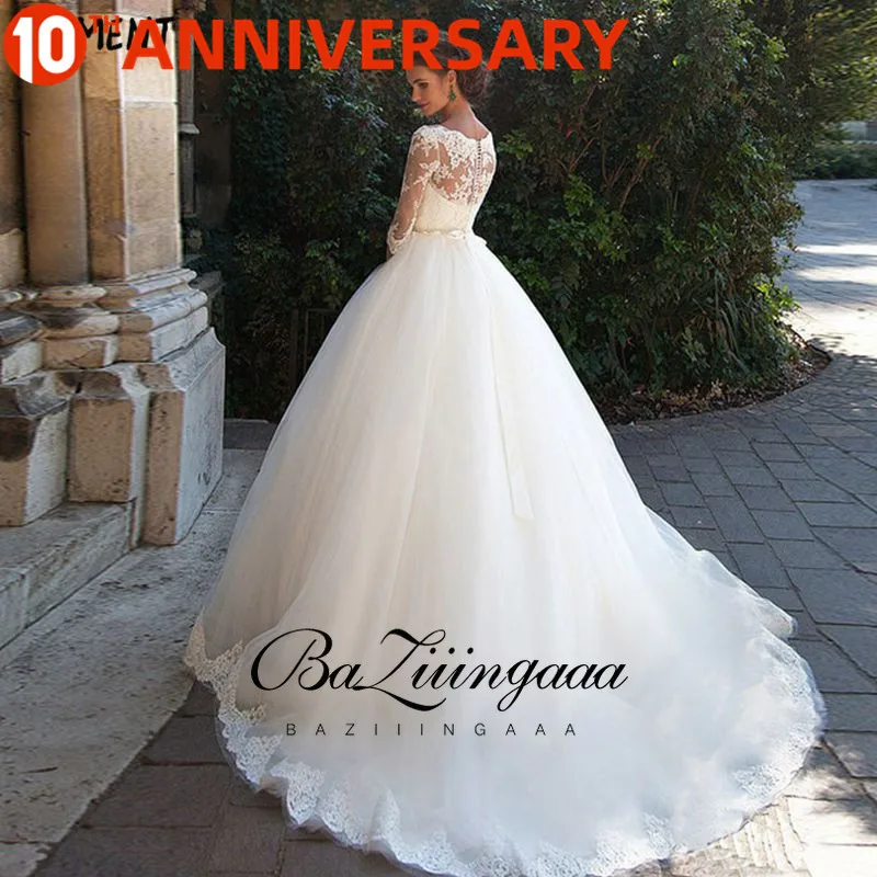 BAZIIINGAAA простое свадебное платье с кружевными рукавами и открытыми плечами