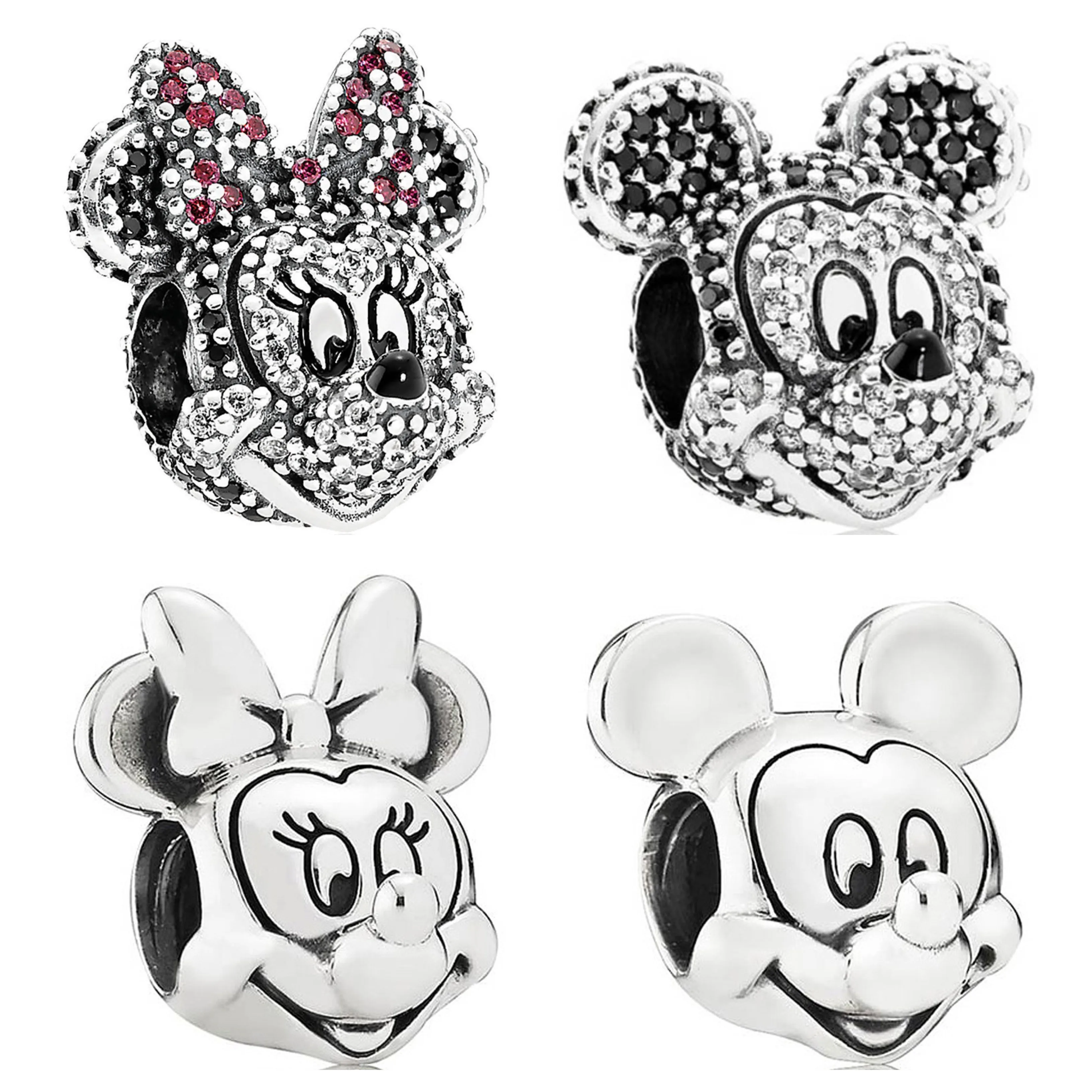 Минни Микки клипса в виде портрета амулет подлинные 925 пробы серебряные подходят