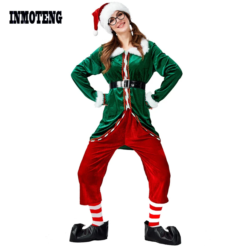 Роскошный женский зеленый Рождественский костюм эльфа карнавальный на Хэллоуин