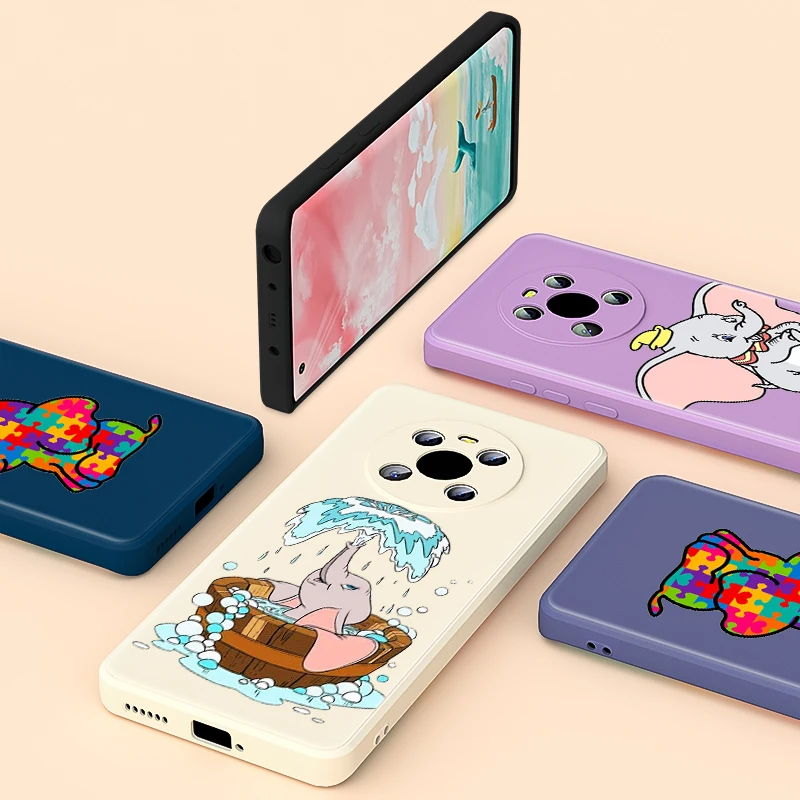 

For Huawei Y5P Y6P Y7P 2020 Y9A Y9S Mate 40 40E 30 30E Pro 20 Lite Cute Dumbo Liquid Silicone Soft Phone Case